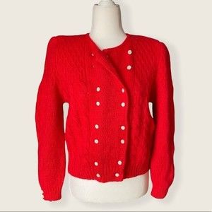 Vintage Robert Scott Ltd Red Button Up Wool Sweater